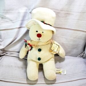 Vintage Russ Baby Soft Waffle Weave Cream Snowman Plush Stuffed Toy 15 Inch Xmas